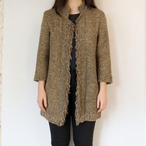 Sparrow By Anthropologie Sweater Size Medium Brown Blue Linen Wool Blend Boho